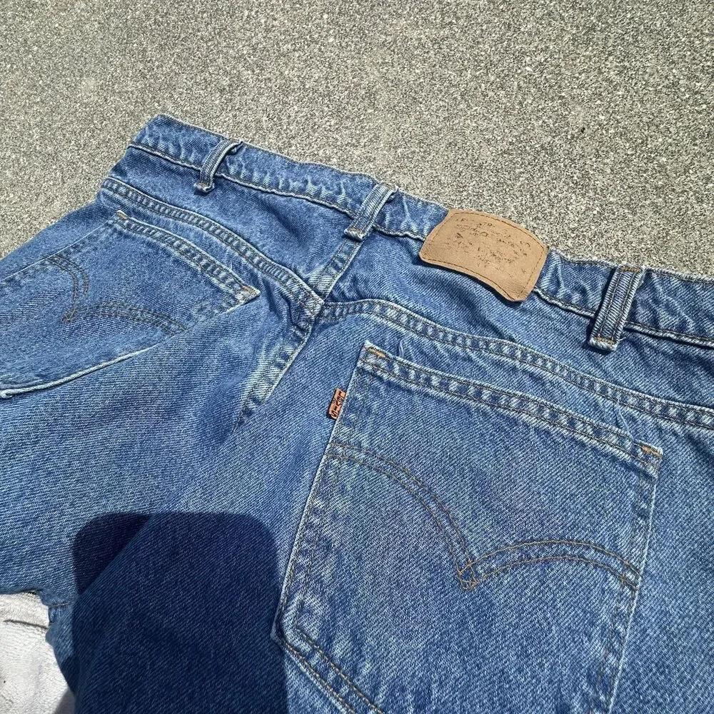 Vintage Orange Tab Levis 505 Jeans Mens 38x32 Straight Blue Denim Made In Canada